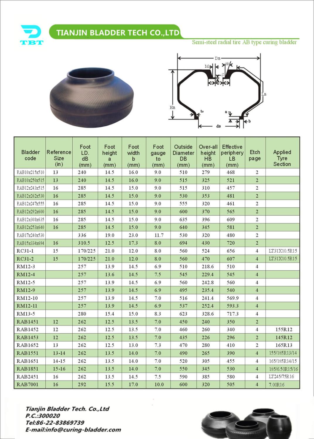 PCR Tire Curing Bladder | Tianjin Bladder Technology Co.,Ltd