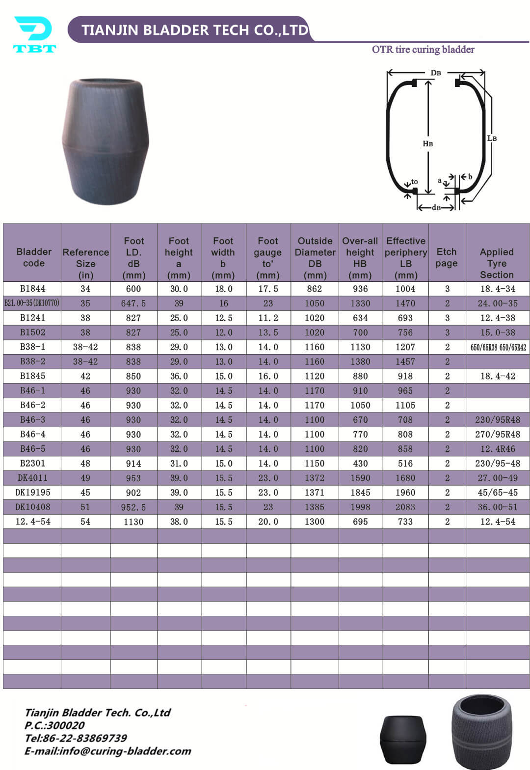 OTR Tire Curing Bladder | Tianjin Bladder Technology Co.,Ltd